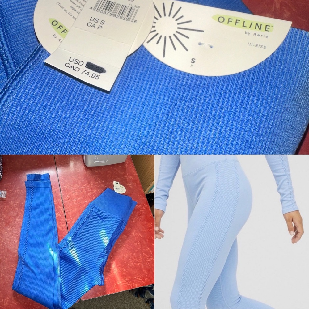 Aerie Ribbed High rise leggings-cobalt blue💙